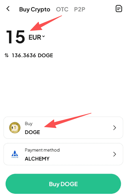Step2:Как купить DOGE с EUR на WEEX?Версия APP