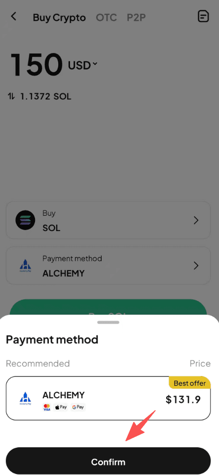Step3: Как купить SOL с USD на WEEX OTC? Версия APP