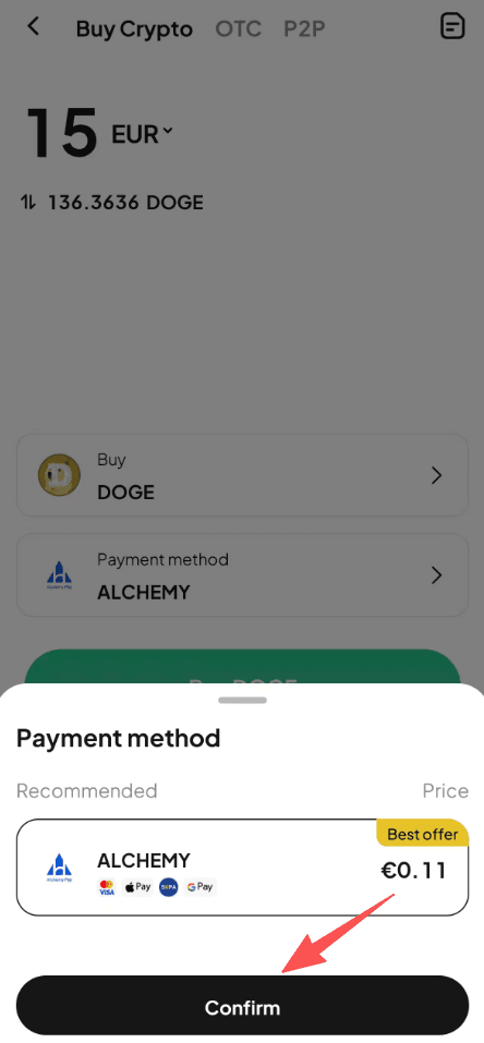 Step3:Как купить DOGE с EUR на WEEX?Версия APP
