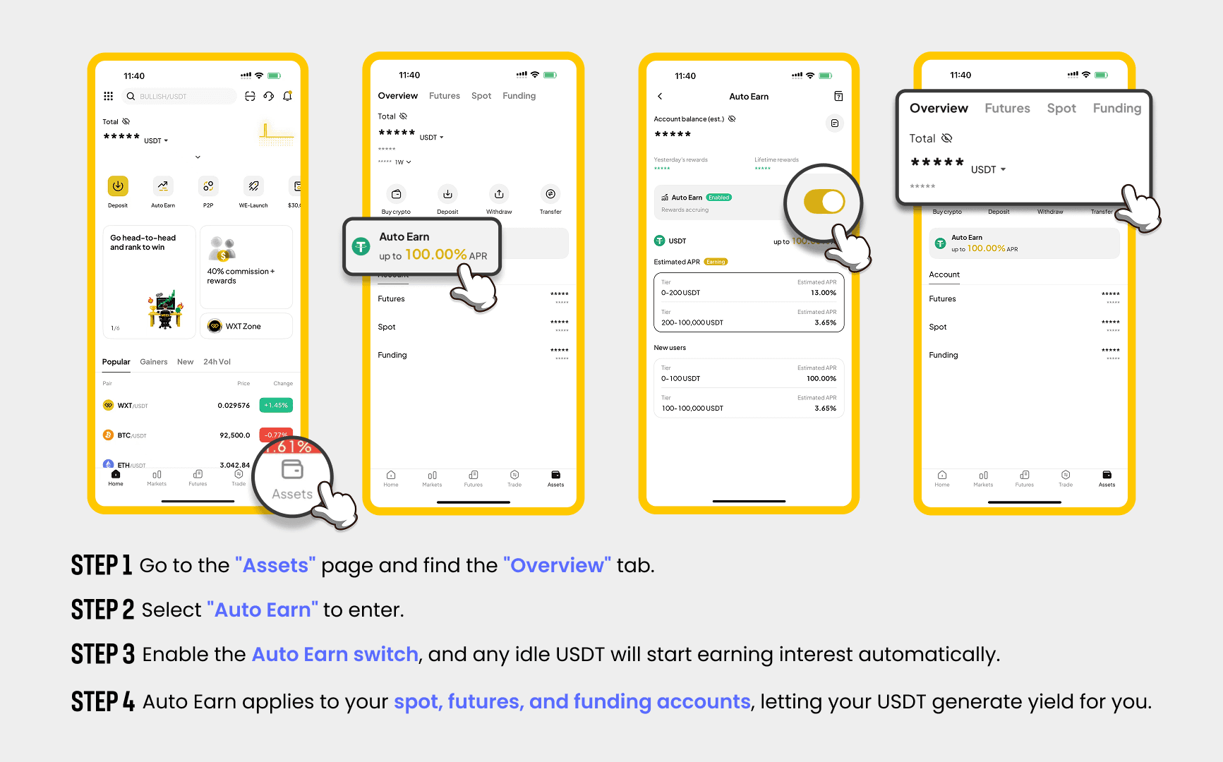 WEEX Auto Earn: Как включить автозаработок?