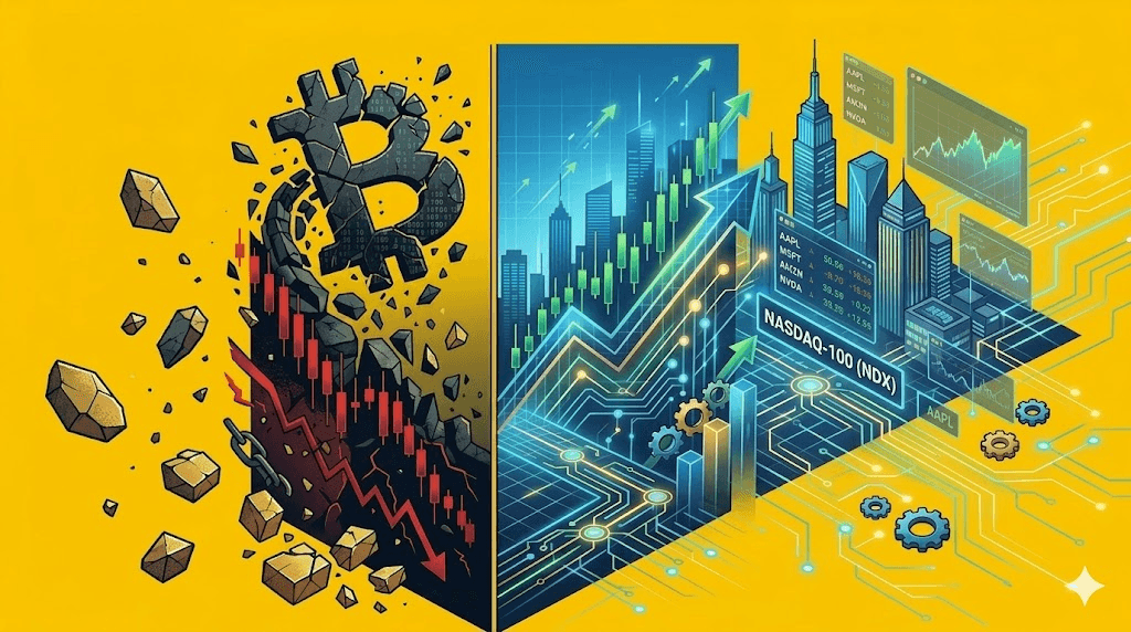 Why Is Bitcoin Dropping 15% While Nasdaq Hits Record Highs?