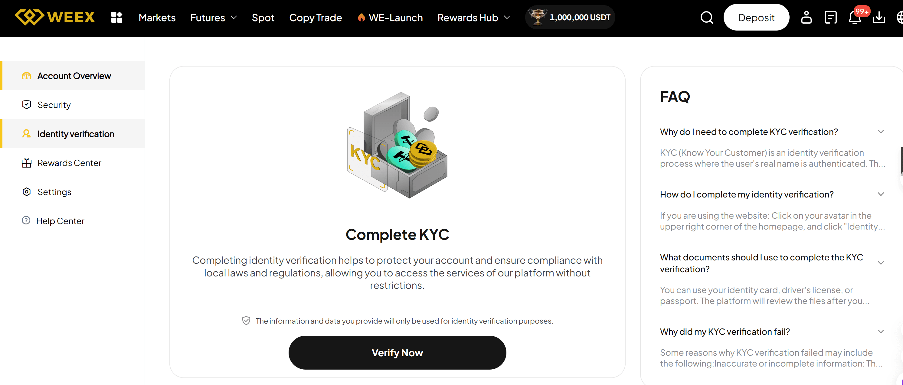 Требуется ли на бирже WEEX прохождение процедуры KYC?