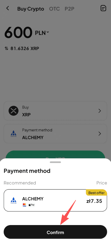 Step3: Как купить XRP с PLN на WEEX OTC? Версия APP