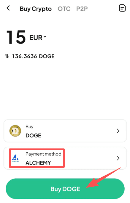Step4:Как купить DOGE с EUR на WEEX?Версия APP