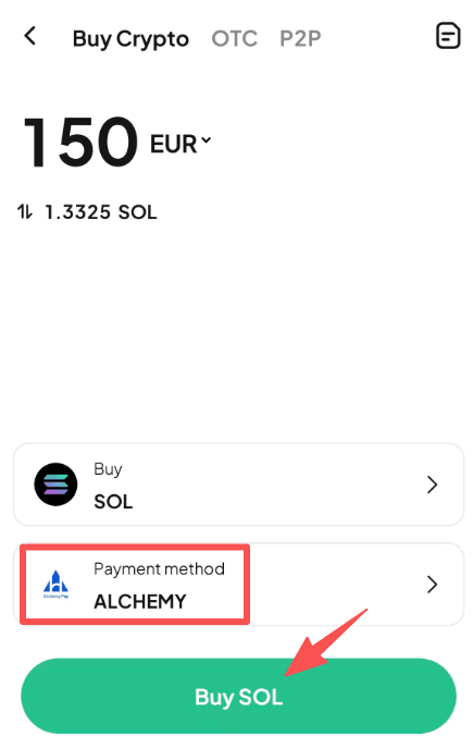 Step4:Как купить SOL с EUR на WEEX? Версия APP