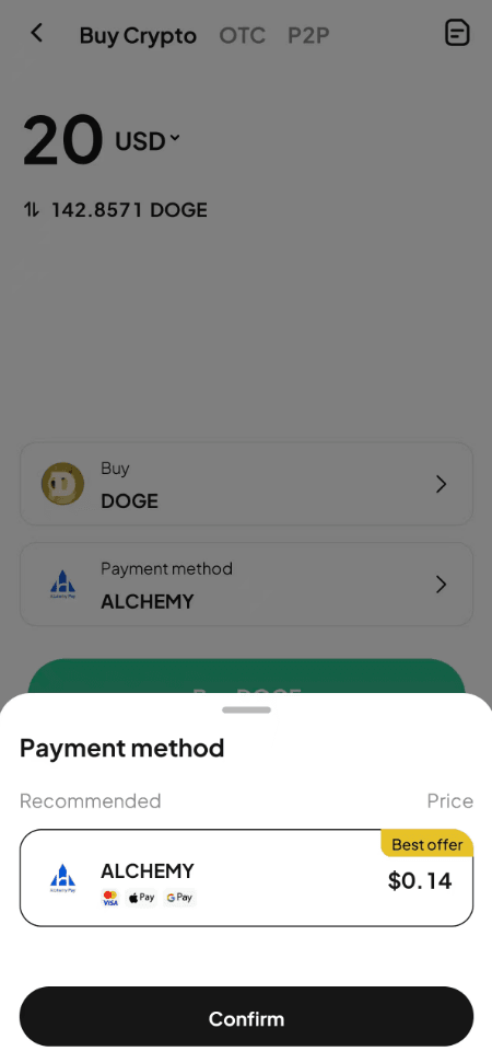 Step3: Как купить DOGE с USD на WEEX OTC? Версия APP