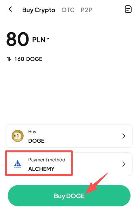 Step4:Как купить DOGE с PLN на WEEX OTC? Версия APP