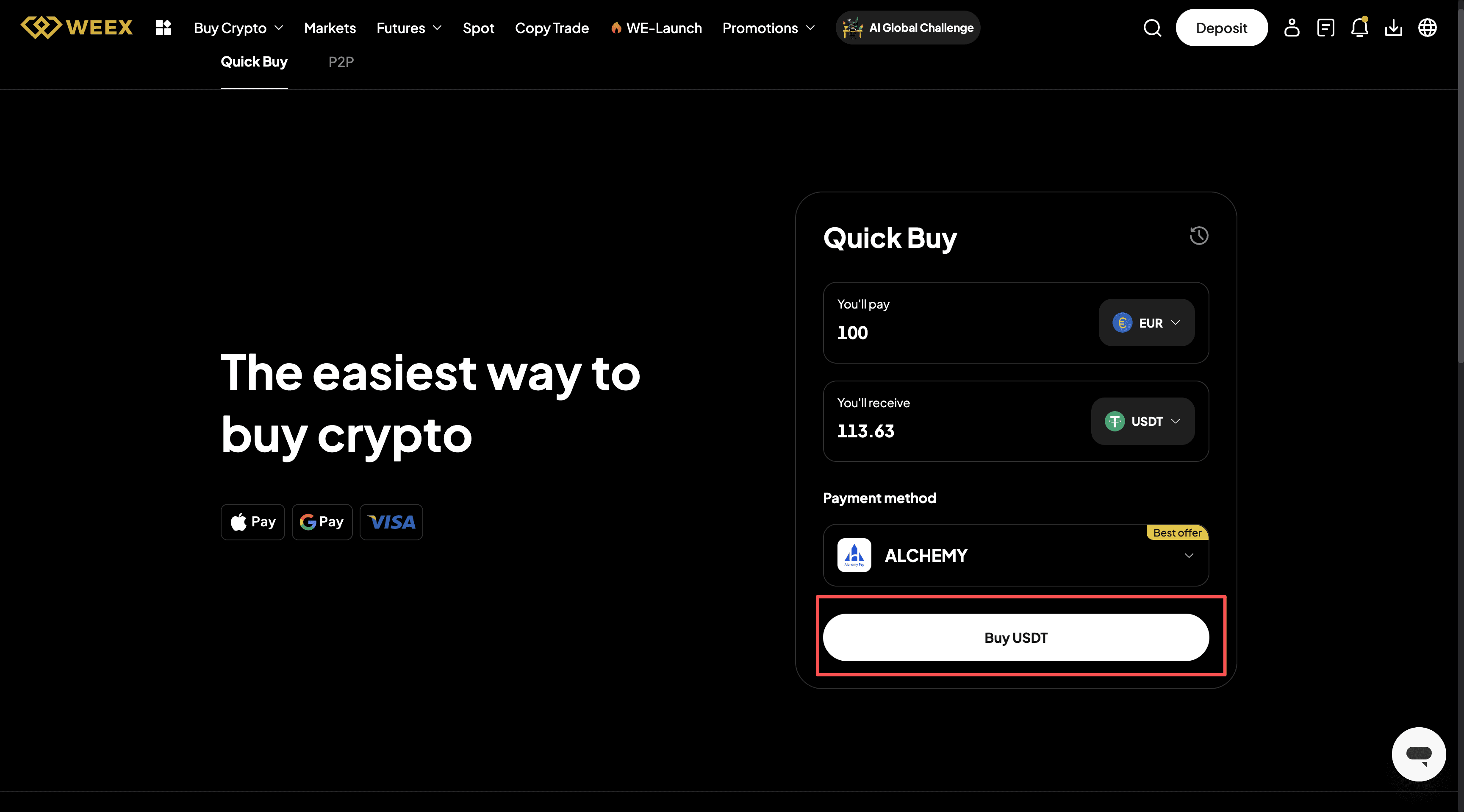 How to Buy crypto with Mastercard on WEEX OTC-Web Version-Step3