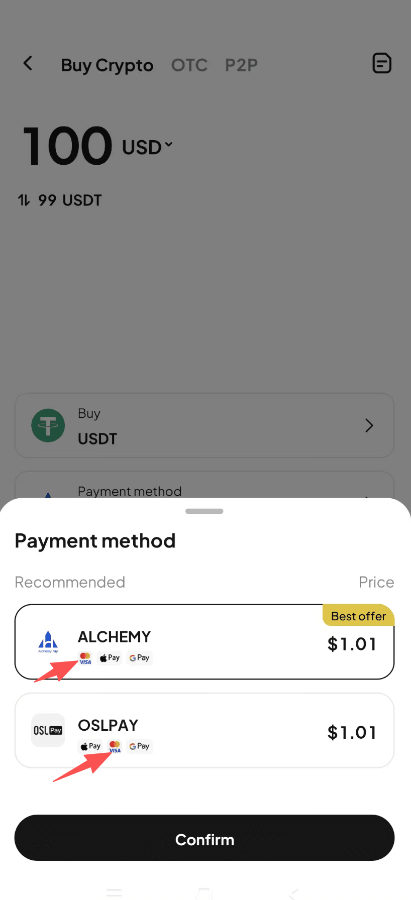 How to Buy crypto with Mastercard on WEEX OTC-APP Version-Step3