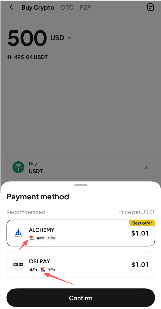 How to Buy USDT with VISA on WEEX OTC-APP Version-Step3