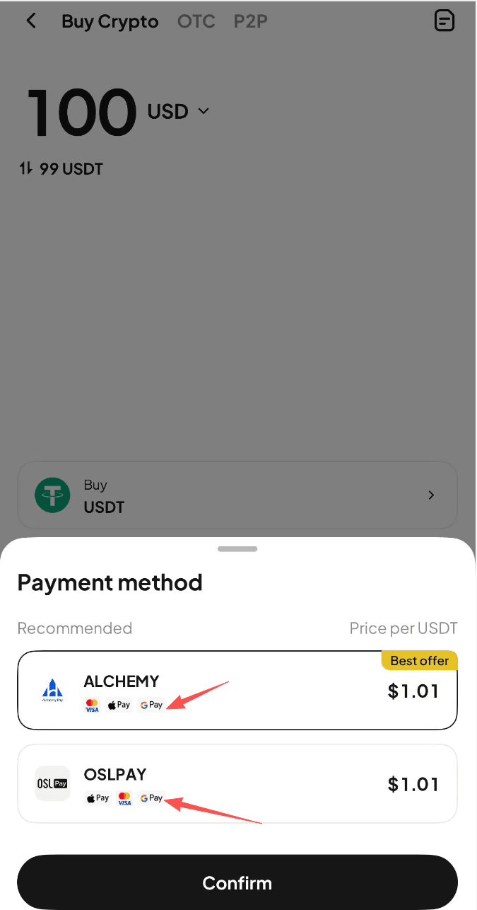 How to Buy USDT with Google Pay on WEEX OTC-APP Version-Step 3